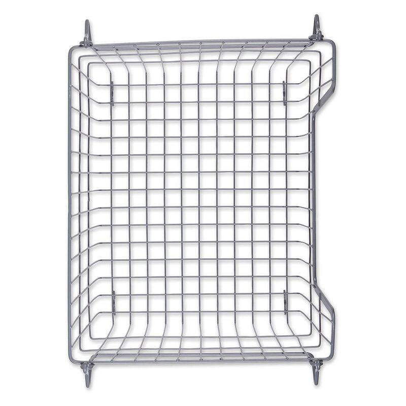DII Design Imports Metal Wire Mesh Stackable Utility Storage Bin with Swinging Handles for Kitchens, Offices, and Living Rooms, Large, Cool Gray