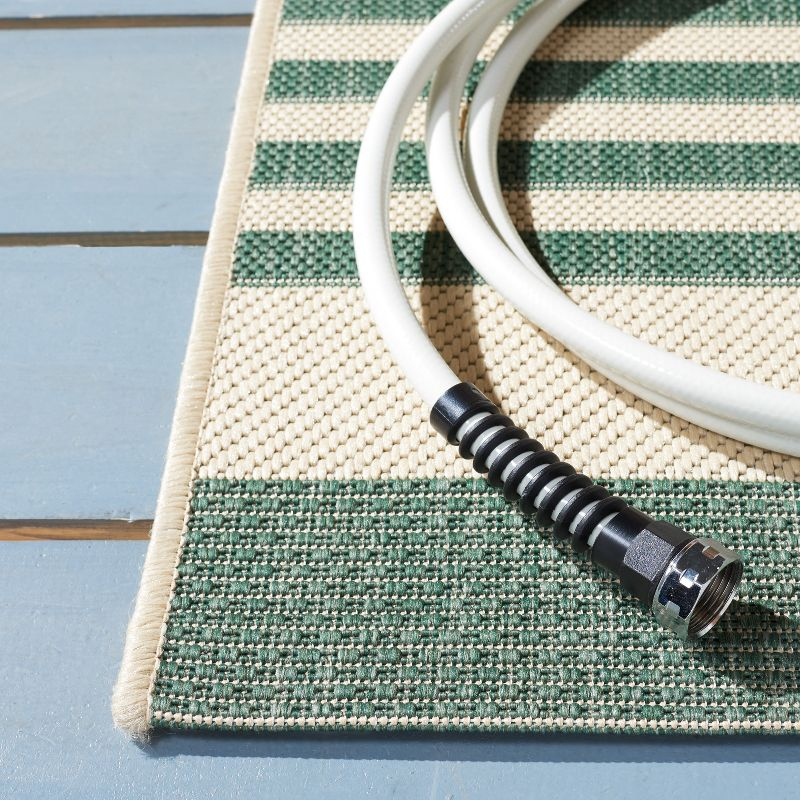 Courtyard CY6062 Power Loomed Indoor/Outdoor Area Rug - Beige/Dark Green - 4'x4' - Safavieh.