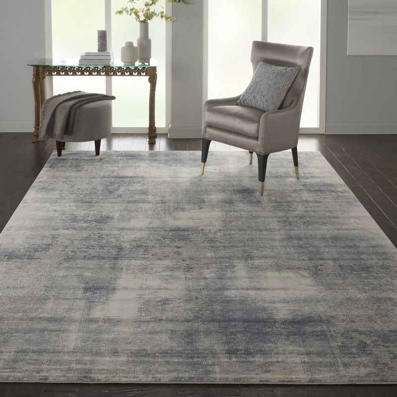 Nourison Rustic Textures Contemporary Abstract Indoor Area Rug Blue/Ivory 9'3" x 12'9"