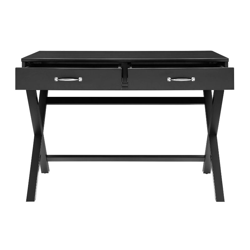 Penney Mid-Century Modern 2 Drawer Desk Black - Linon: Home Office Furniture, Pine Frame, MDF Surface