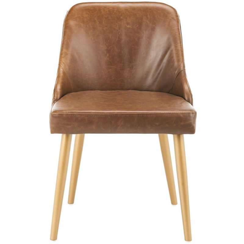 Lulu Upholstered Dining Chair (Set of 2) - DCH6200 - Light Brown/Gold - Safavieh