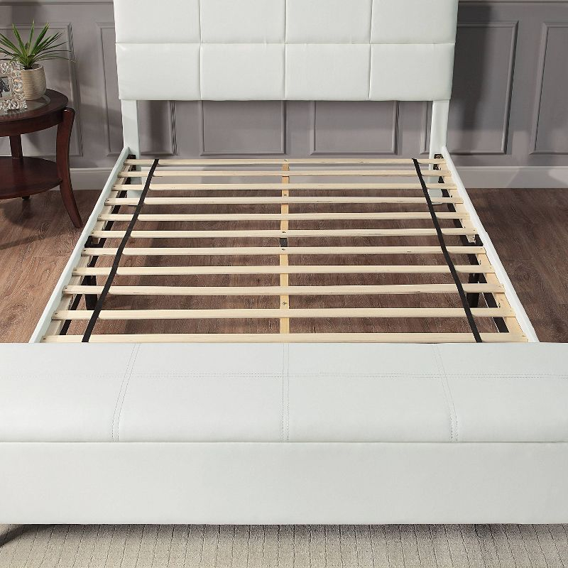 Full Kerwin Flannelette Bed with Bench Storage White - HOMES: Inside + Out: Upholstered Platform, No Box Spring Required