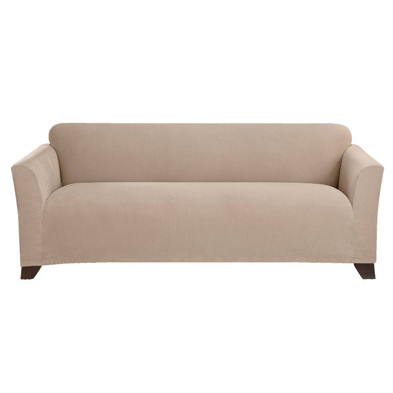 Stretch Morgan Sofa Slipcover Khaki - Sure Fit: Elastic Knit, Protective Furniture Cover