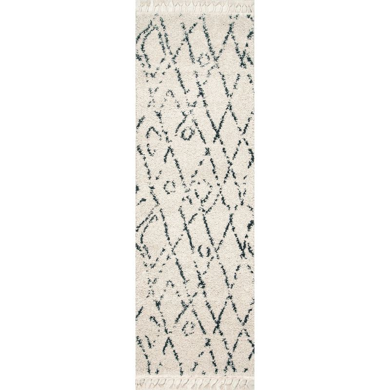 Nuloom Nieves Moroccan 2x8 Runner Indoor Area Rug for Living Room Bedroom Dining Room Entryway Hallway, Off White/Dark Grey