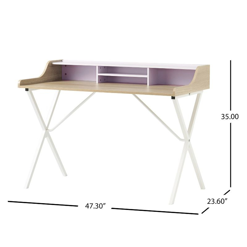 GDFStudio Alexandria Modern Faux Wood Computer Desk, Oak/White