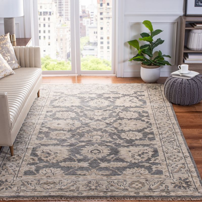 Samarkand SRK116 Hand Knotted Area Rug - Dark Grey/Beige - 6'x9' - Safavieh.