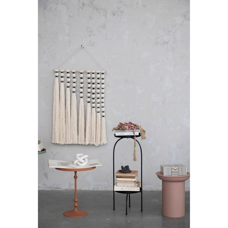 Storied Home Metal Two-Tier Accent Table and Plant Stand Black: Iron Frame, Round Tiered Display, No Assembly Tools Needed