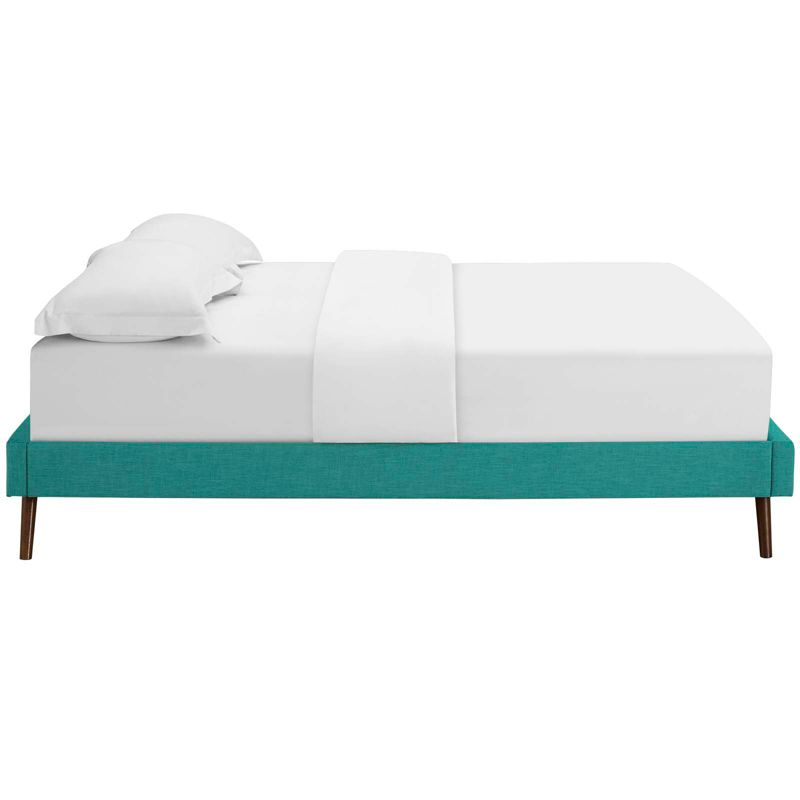 Modway Loryn King Bed – Upholstered Fabric Bed Frame with Round Splayed Wood Legs, Minimalist Mid-Century Modern Bedroom Style