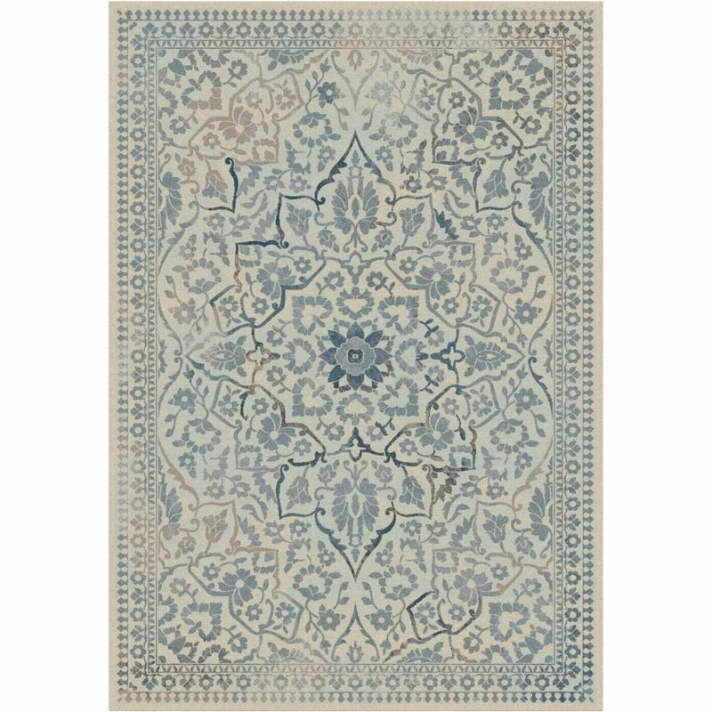 Vintage VTG175 Power Loomed Indoor Skid-Resistant Area Rug - Cream/Light Blue - 5'3"x7'6" - Safavieh