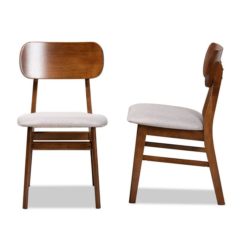 2pc EuclidWood Dining Chair Set Gray/Brown - Baxton Studio: Comfortable Seating, Angled Legs, Polyester