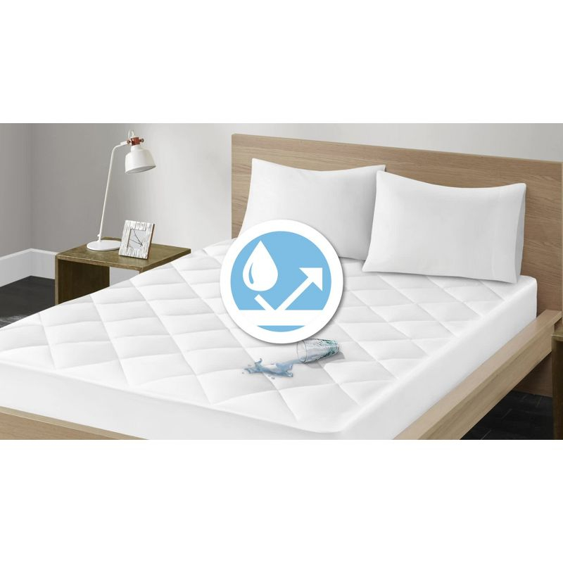Madison Park King Ensure 300 Thread Count Cotton Sateen Waterproof Mattress Pad: Hypoallergenic, Quilted Protector