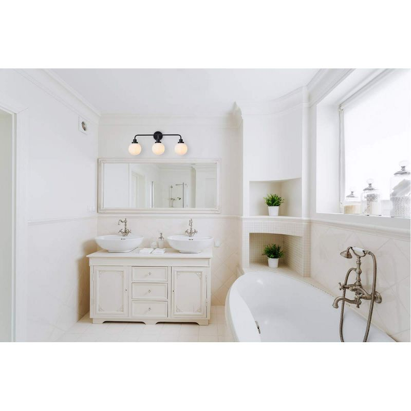 Elegant Lighting Hanson 3 lights bath sconce in black with frosted shade