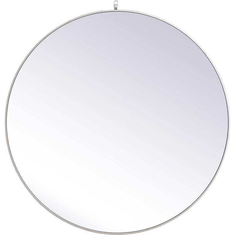 Elegant Lighting Metal frame round mirror with decorative hook 45 inch in Silver