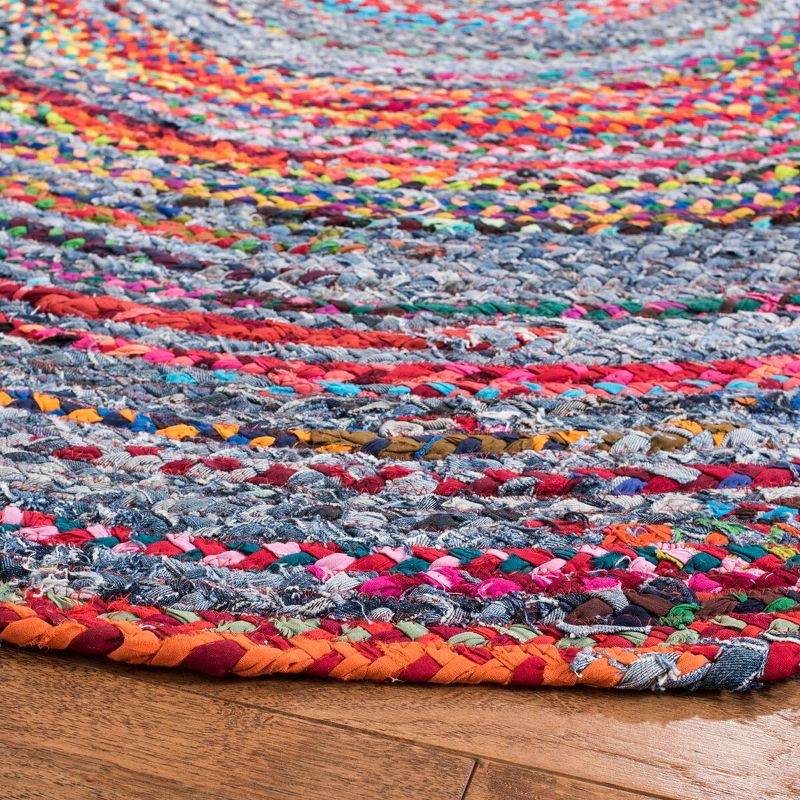 Braided BRD250 Hand Woven Area Rug - Blue/Red - 5' round - Safavieh.