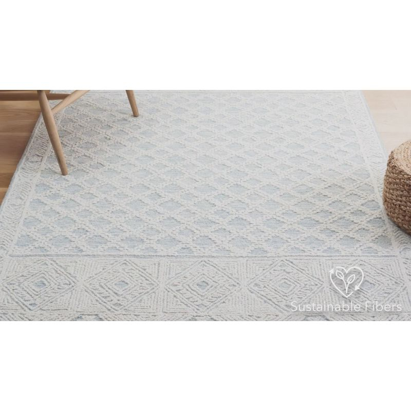 Abstract ABT466 Handmade Indoor Area Rug - Blue/Ivory - 4'x6' - Safavieh