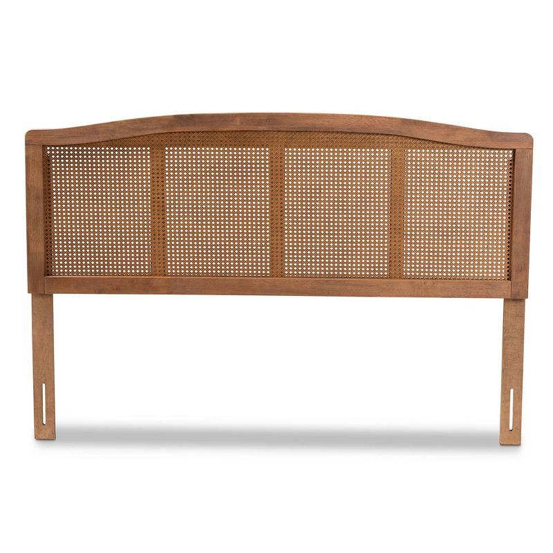 Bayou Breeze Amid a mid-century modern design, Auren's queen size headboard is crafted of wood, synthetic rattan, and ash walnut finished