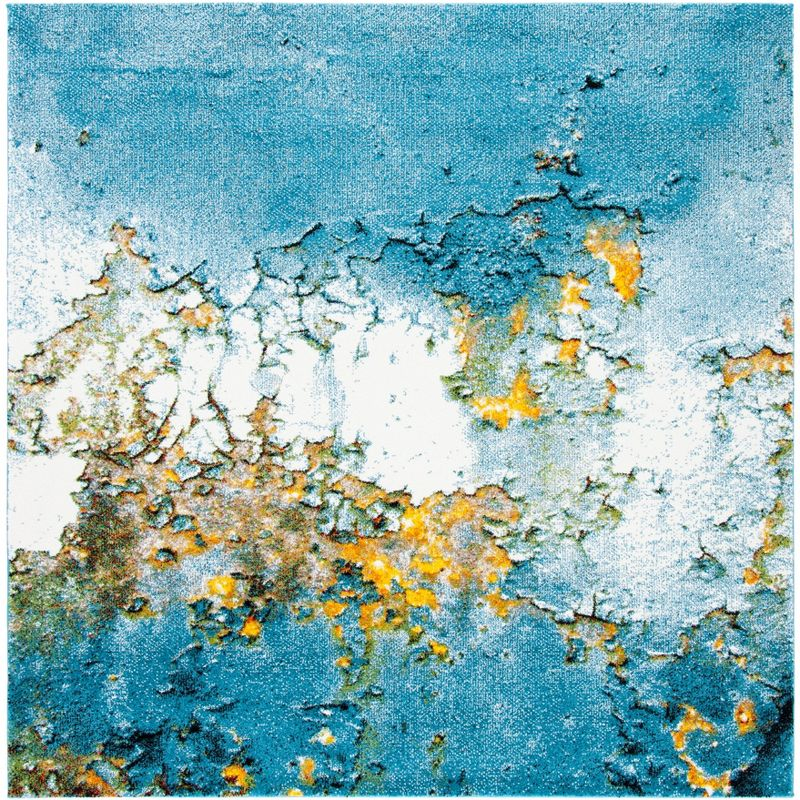 Glacier GLA125 Power Loomed Area Rug - Blue/Gold - 5'3"x5'3" - Safavieh.