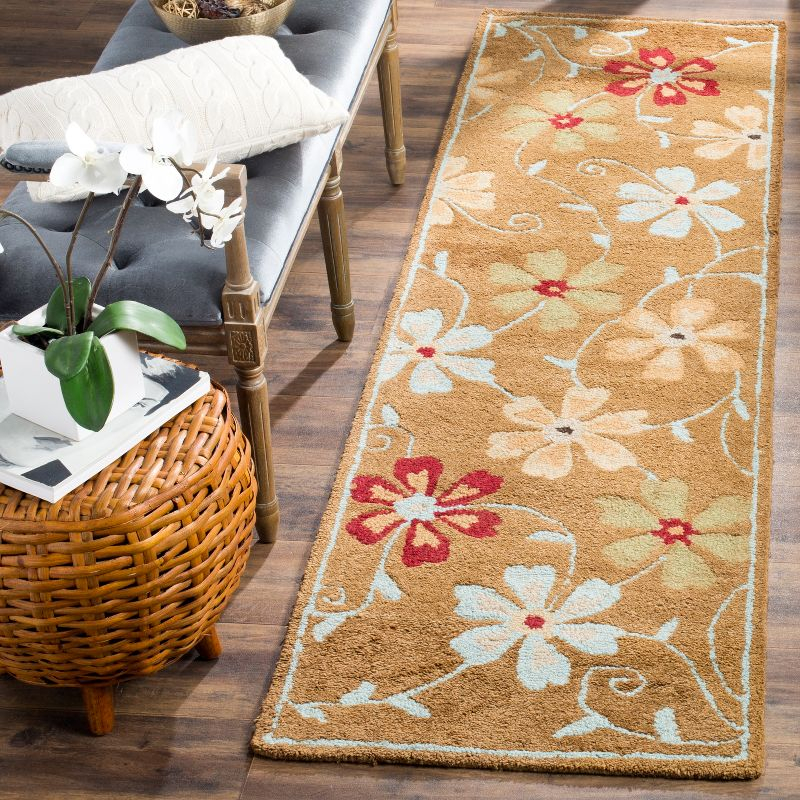 Blossom BLM784 Hand Hooked Runner Rug - Camel/Multi - 2'3"x8' - Safavieh.