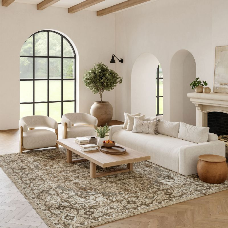 Nourison Concerto Center Medallion Indoor Rug Beige 7'10"x9'10"