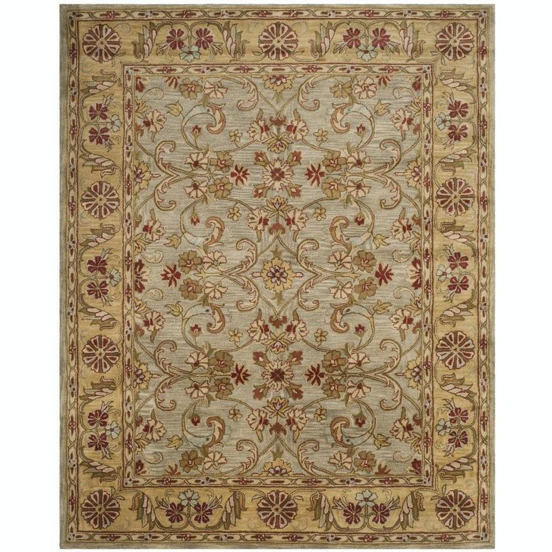 Classic CL324 Hand Tufted Area Rug - Light Green/Gold - 7'6"x9'6" - Safavieh.