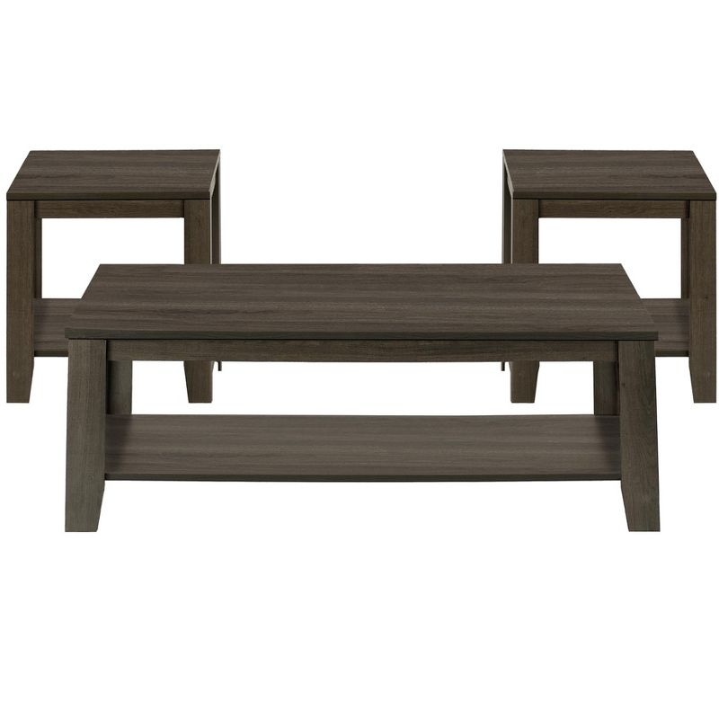 Monarch Specialties Table Set 3Pcs Set Coffee End Side Accent Living Room Laminate Brown Transitional