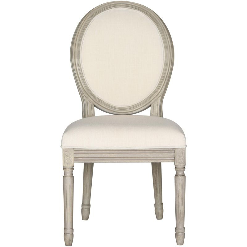 Holloway 19" H French Brasserie Oval Side Chair (Set of 2) - FOX6228 - Light Beige/Rustic Grey - Safavieh Couture