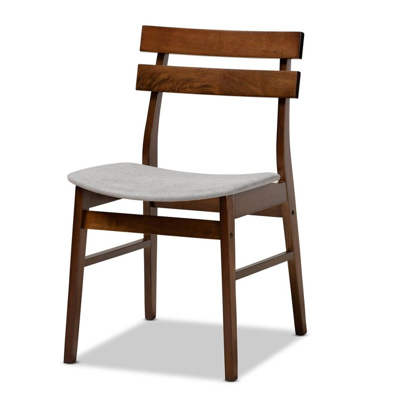 Set of 4 Devlin Upholstered Wood Dining Chairs Light Gray/Walnut - Baxton Studio