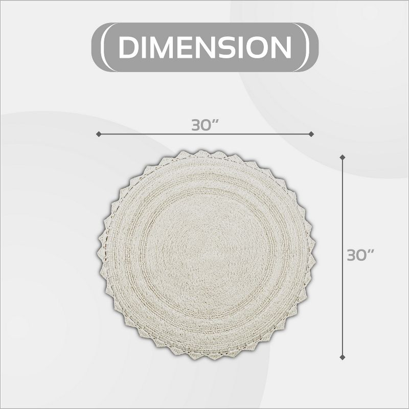 Better Trends Lilly Crochet 100% Cotton Tufted Reversible Bath Rug 30" Round - Ivory