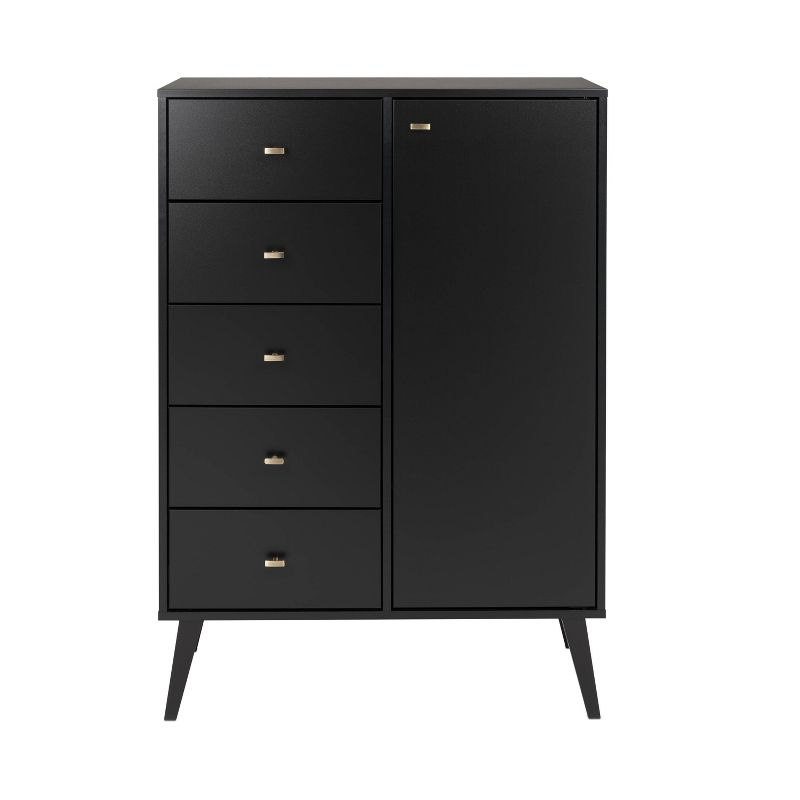 Milo Mid-Century Modern 5 Drawer Chest with Door - Prepac