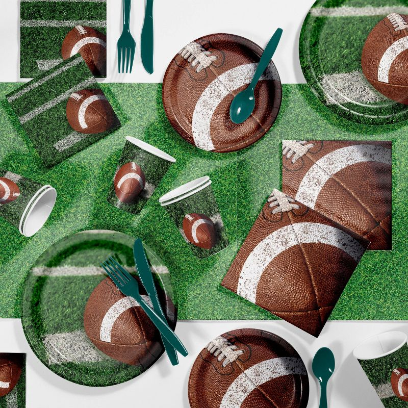 3ct Sports Field Tablecloth: Green Plastic Disposable Tableware for Super Bowl & Sports Events, 108" x 54", 3 Pack