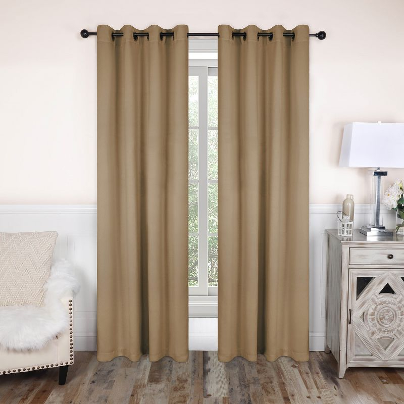 Classic Modern Solid Room Darkening Semi-Blackout Curtains, Grommets, Set of 2, 52"x63", Smoked Ash - Blue Nile Mills