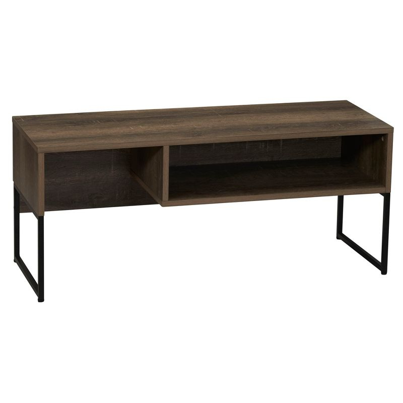 Household Essentials Wrap TV Stand with Storage Compartment Ashwood Rustic Wood Grain and Black Metal