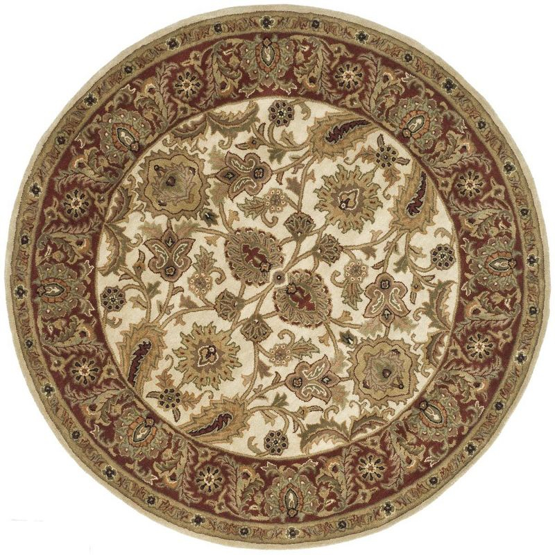 Classic CL244 Hand Tufted Accent Rug - Ivory/Red - 3'6" Round - Safavieh.