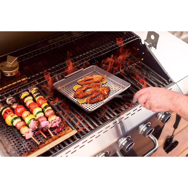 Yukon Glory Wide Grill Basket Set With Clip-On Handle, Perfect For Grilling Fish, Veggies and Meats