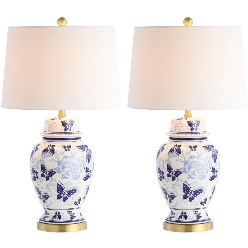 Hana Tbale Lamp (Set of 2) - 28 Inch Height - TBL4160 - Blue/White - Safavieh