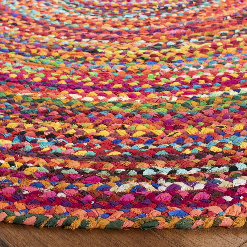 Braided BRD452 Hand Woven Indoor Area Rug - Rust/Multi - 5' Round - Safavieh