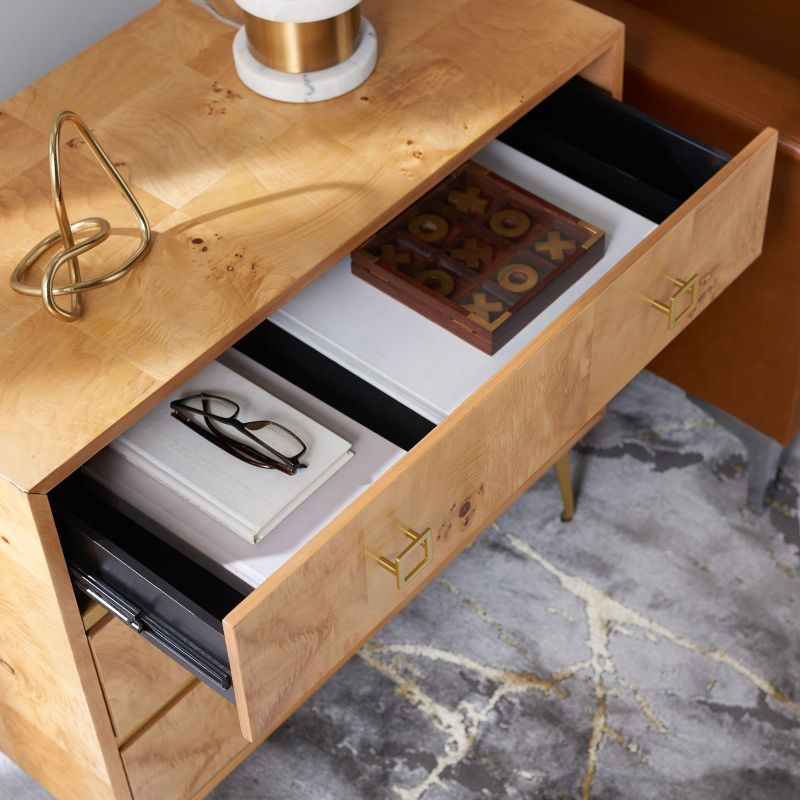 Katia 3 Drawer Chest - CHS6413 - Natural/Gold - Safavieh