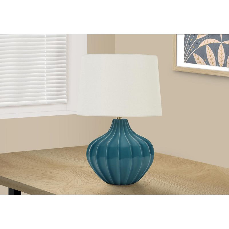 Monarch Specialties Lighting 24inchH Table Lamp Blue Ceramic Ivory / Cream Shade Transitional