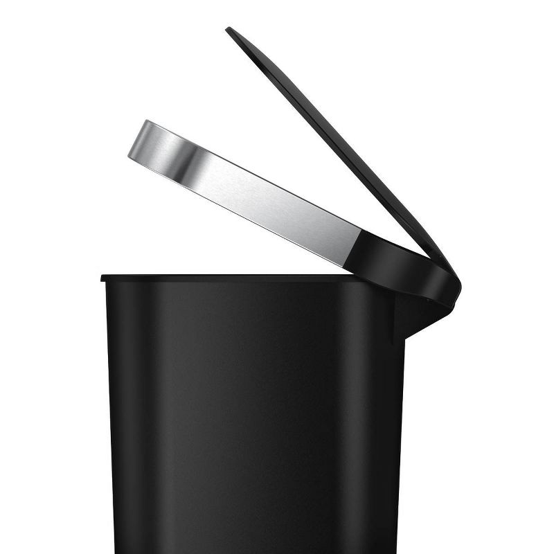 simplehuman 40L Slim Liner Rim Kitchen Step Trash Can Black Plastic: 10 Gallon Indoor Garbage Can, Spot Clean, 24.3" Height