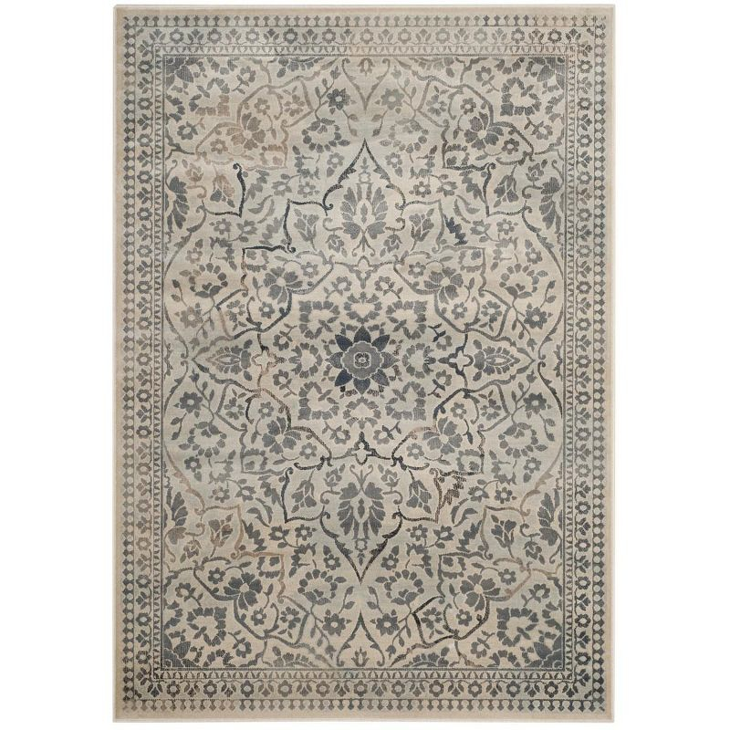 Vintage VTG175 Power Loomed Indoor Skid-Resistant Area Rug - Cream/Light Blue - 4'x5'7" - Safavieh