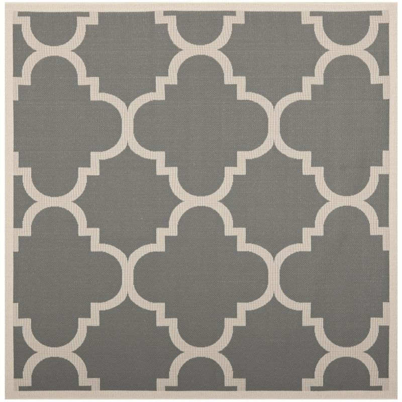 Courtyard CY6243 Power Loomed Indoor and Outdoor Area Rug - Grey/Beige - 4'x4' - Safavieh
