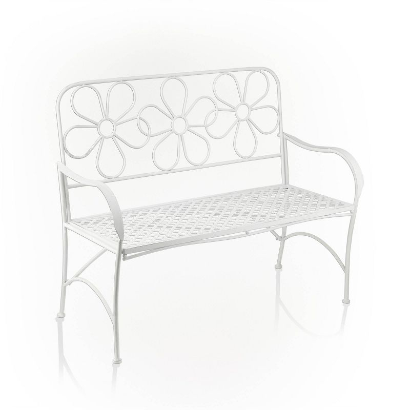 36" x 45" Daisy Metal Garden Bench White - Alpine Corporation