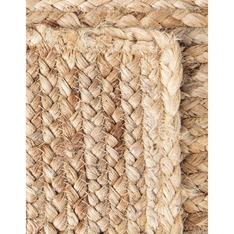 Unique Loom 4'x4' Braided Jute Dhaka Natural Indoor Area Rug