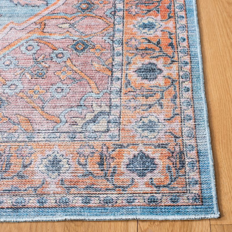 Serapi SEP540 Power Loomed Machine Washable Skid-Resistant Indoor Accent Rug - Blue/Orange - 4'x6' - Safavieh