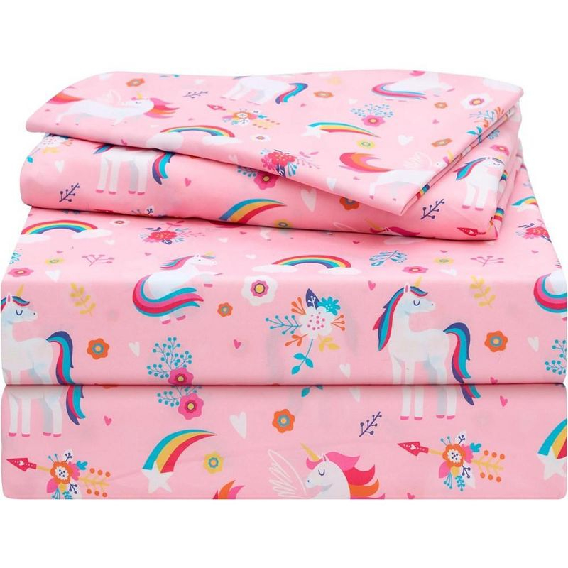 Joyfy Kids Twin Sheet Set Unicorn- 3 Piece Soft Microfiber Bed Sheets- Cozy Toddler Bedding Set for Boys Girls Teens