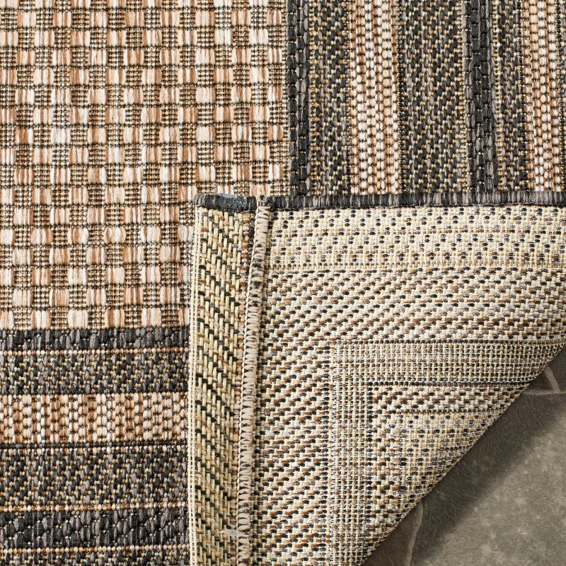 Courtyard CY8475 Power Loomed Indoor and Outdoor Area Rug - Natural/Black - 5'3"x5'3" - Safavieh