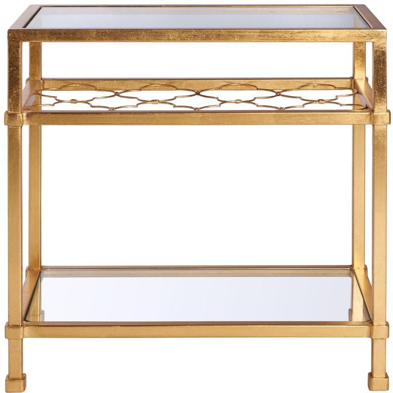Hanzel Gold Leaf Glass Side Table - AMH8312A - Gold/Glass - Safavieh Couture