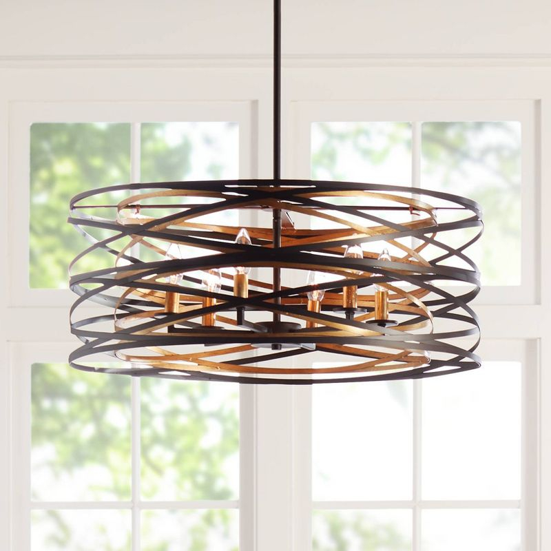 Minka Lavery Dark Bronze Mosaic Gold Chandelier 26" Wide Modern 6-Light Fixture for Dining Room House Foyer Kitchen Entryway Home