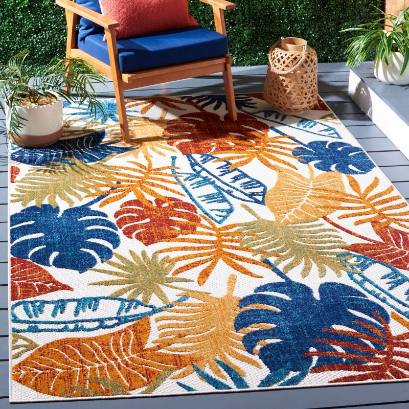 Cabana CBN831 Power Loomed Indoor/Outdoor Area Rug - Creme/Red - 4'x6' - Safavieh