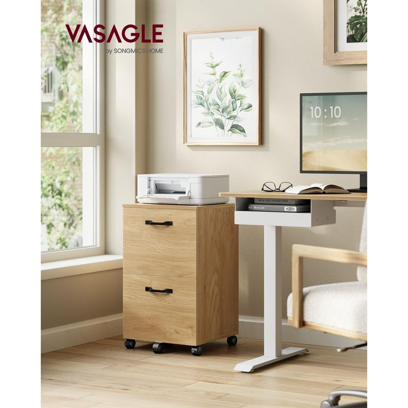 2-Drawer File Cabinet, Filing Cabinet, Small Rolling File Cabinet, Printer Stand, for A4, Letter-Size Files, Straw Yellow